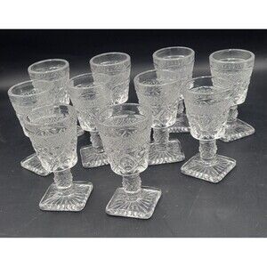 Set of 10 Imperial Glass Clear Cape Cod 3.75" Tall Cordial Glasses 1.5 Ounces